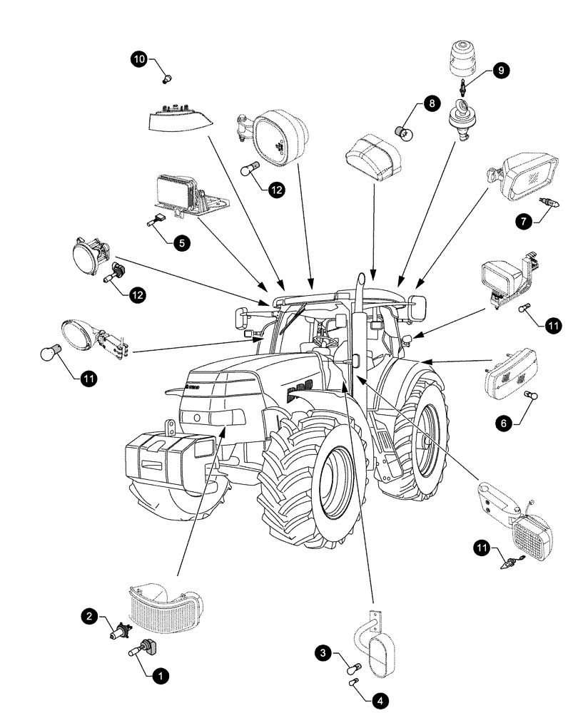 Схема запчастей Case IH PUMA 215 - (05.100.04[04]) - MAINTENANCE PARTS - BULBS (05) - SERVICE & MAINTENANCE