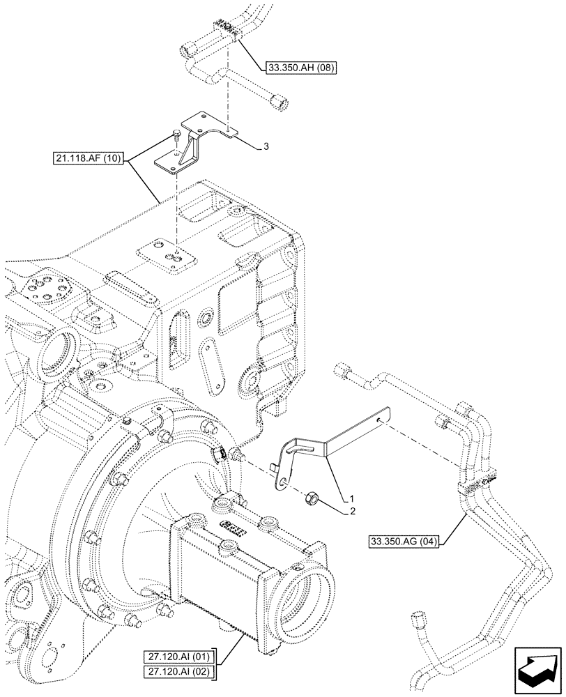 Схема запчастей Case IH PUMA 200 - (33.350.AH[09]) - VAR - 337481, 337482, 337484, 337487, 337488, 337491 - ANTILOCK BRAKING SYSTEM (ABS), BRACKET (33) - BRAKES & CONTROLS