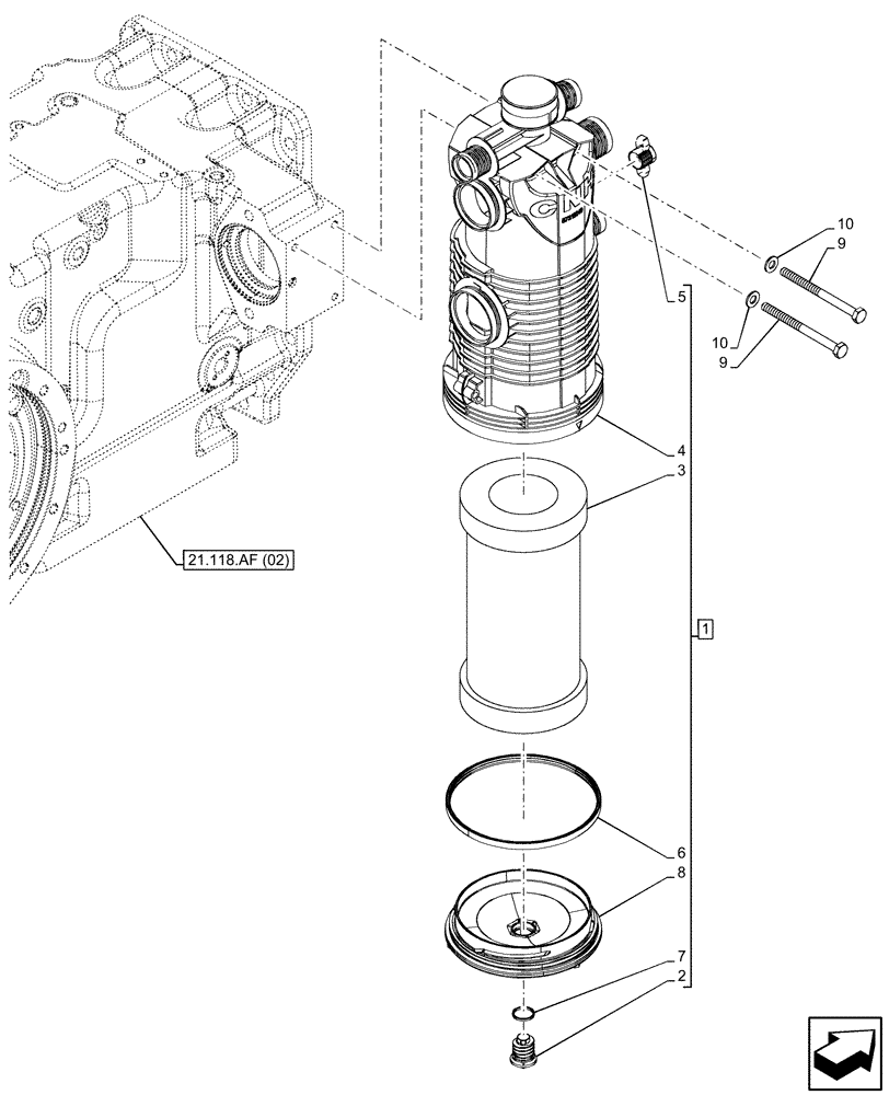 Схема запчастей Case IH PUMA 165 - (35.300.AN[02]) - VAR - 391155, 758037, 758038, 758039, 758040, 758041, 758042, 758043, 758044 - OIL FILTER, W/O TRAILER BRAKE VALVE (35) - HYDRAULIC SYSTEMS