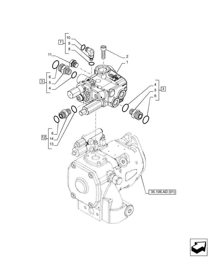 Схема запчастей Case IH PUMA 185 - (35.100.AZ[07]) - VAR - 337481, 337484, 337488, 391155, 758038, 758041, 758043 - PRIORITY VALVE, ANTILOCK BRAKING SYSTEM (ABS) (35) - HYDRAULIC SYSTEMS