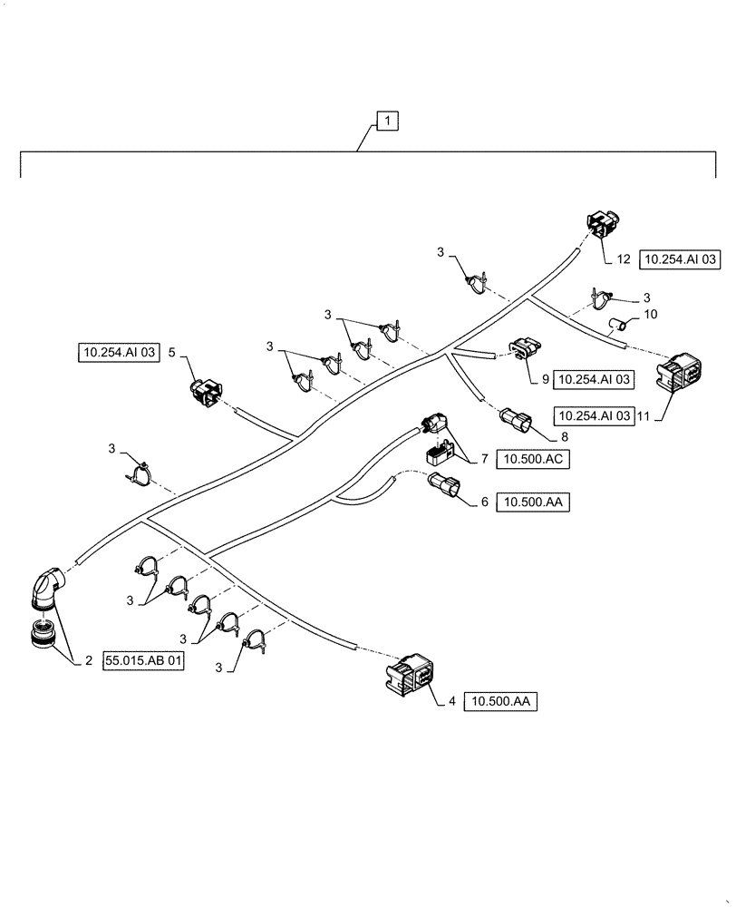 Схема запчастей Case IH 5140 - (55.011.AB) - WIRE HARNESS, EXHAUST SYSTEM, TIER 4B (55) - ELECTRICAL SYSTEMS