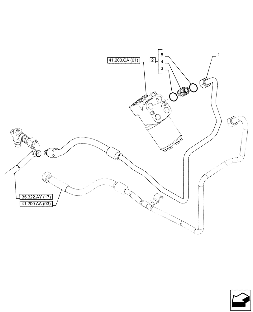 Схема запчастей Case IH PUMA 165 CVT - (41.200.AK[02]) - VAR - 391208, 758266 - STEERING, RETURN LINE, CVT (41) - STEERING