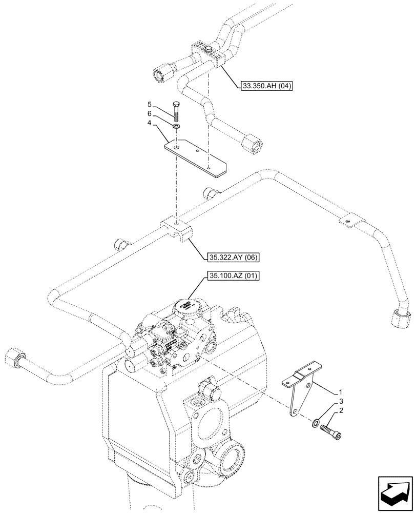 Схема запчастей Case IH PUMA 200 CVT - (33.220.AM[06]) - VAR - 337481, 337484, 337488 - PNEUMATIC TRAILER BRAKE, PIPE, ANTILOCK BRAKING SYSTEM (ABS) (33) - BRAKES & CONTROLS