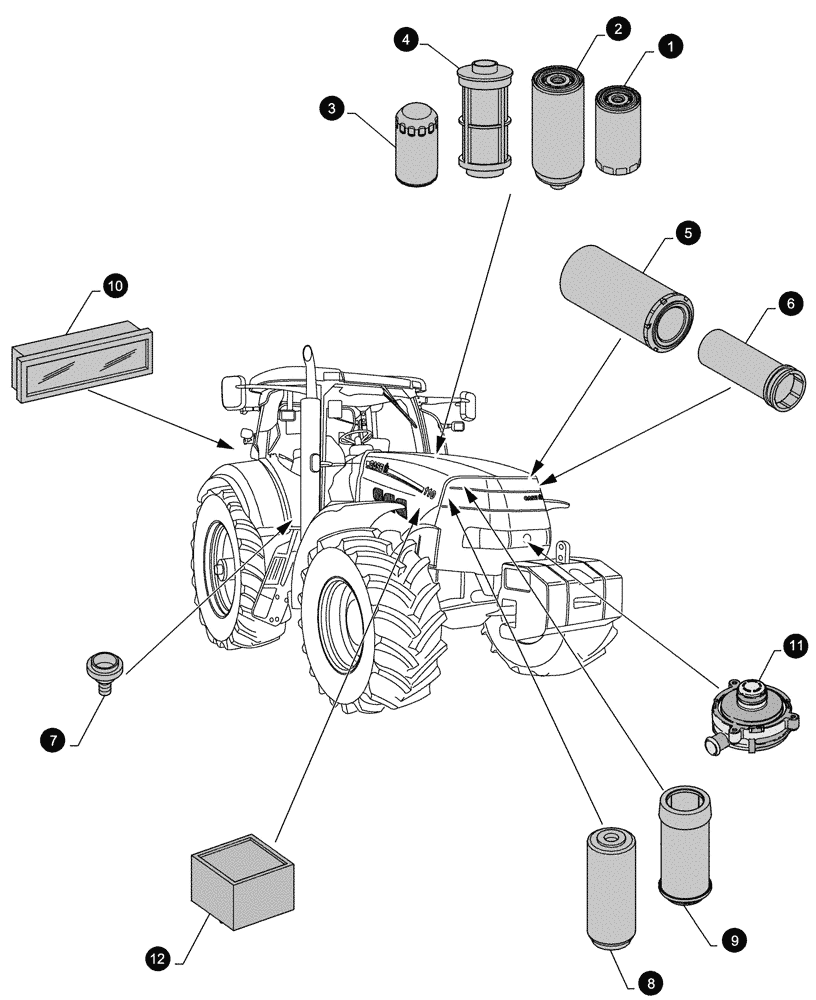 Схема запчастей Case IH PUMA 140 - (0.05.4[01]) - MAINTENANCE PARTS - FILTERS (00) - GENERAL