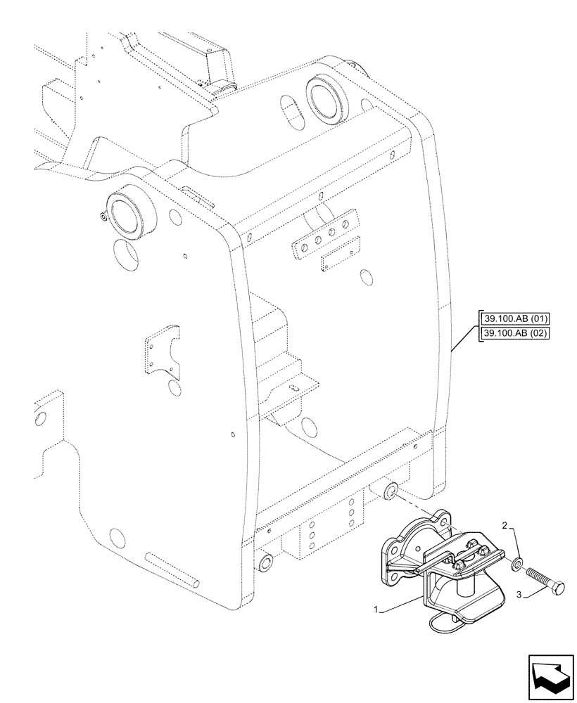 Схема запчастей Case IH FARMLIFT 525 - (37.100.AF) - VAR - 749342 - TOW HOOK, REAR (37) - HITCHES, DRAWBARS & IMPLEMENT COUPLINGS