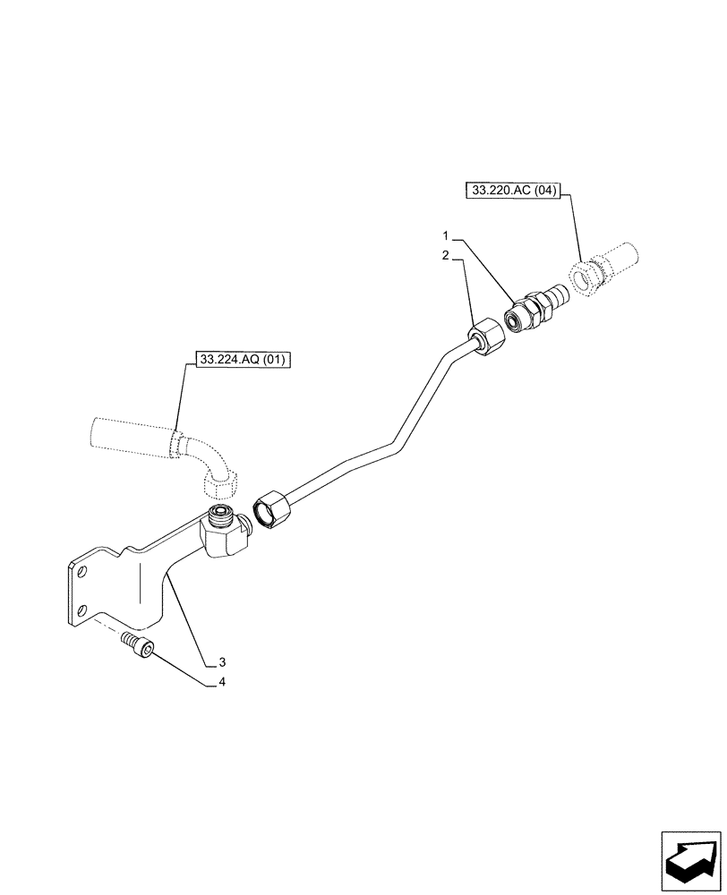 Схема запчастей Case IH PUMA 165 - (33.220.AC[03]) - VAR - 391155, 758038, 758039, 758043 - TRAILER, BRAKE LINE, PWS (33) - BRAKES & CONTROLS