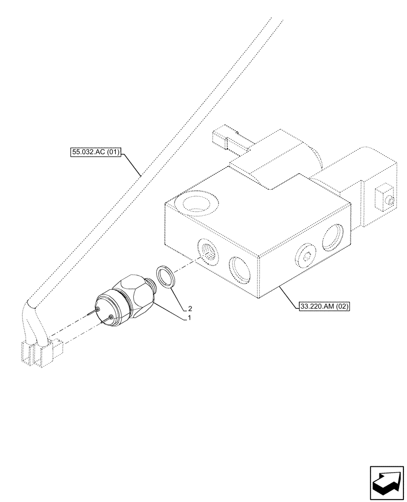 Схема запчастей Case IH PUMA 165 CVT - (55.032.AA[01]) - VAR - 758040, 758042 - TRAILER BRAKE VALVE, SENSOR, ITALY (55) - ELECTRICAL SYSTEMS