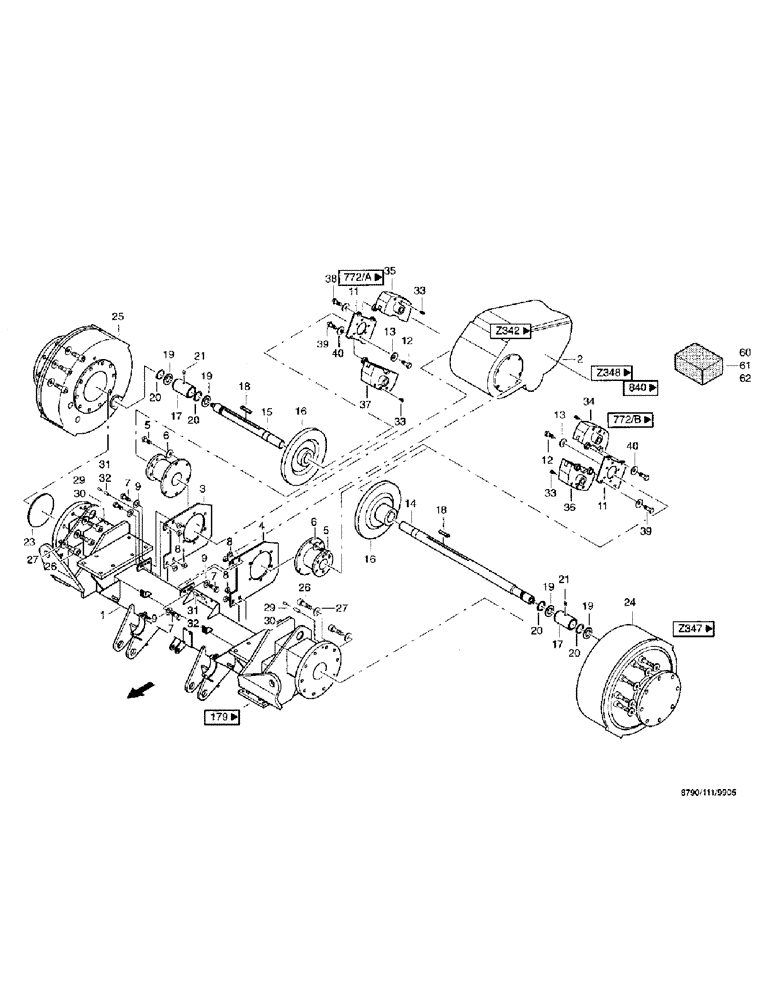 Схема запчастей Case IH 8790 - (008) - RUNNING GEAR, AXLE BODY (25) - FRONT AXLE SYSTEM