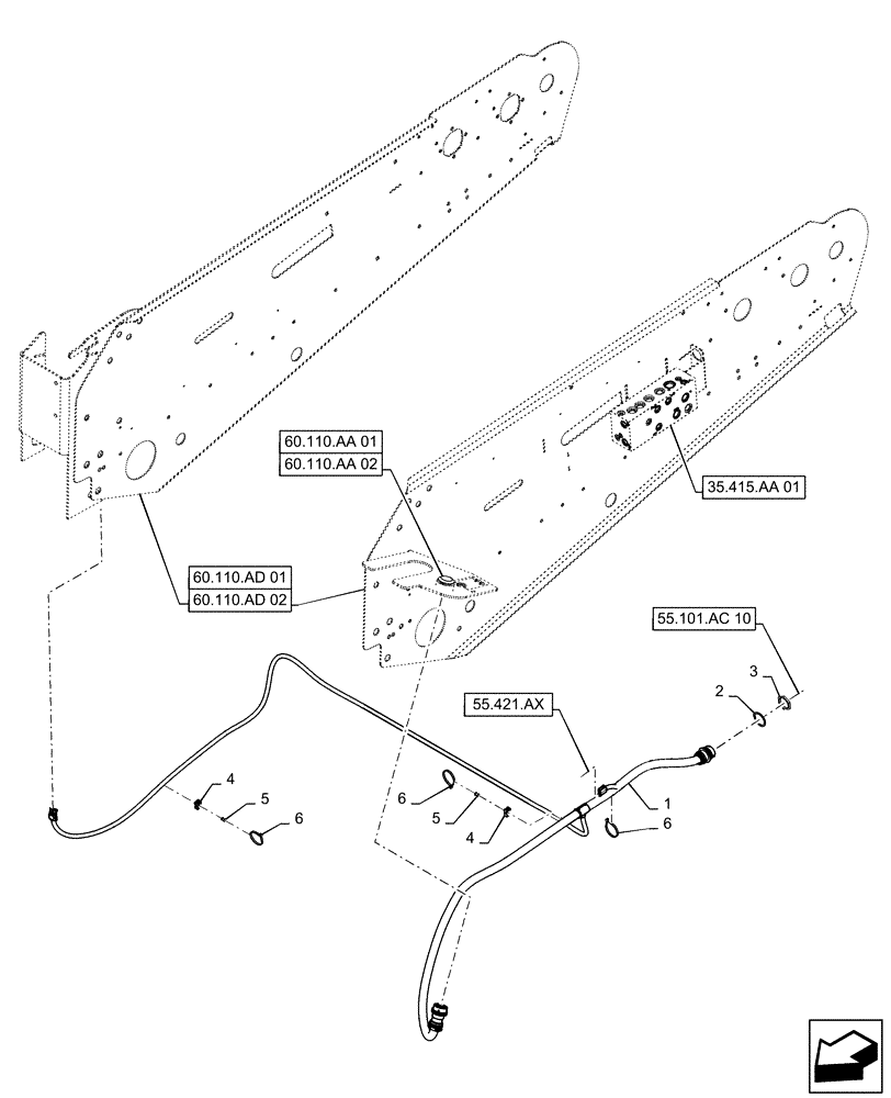 Схема запчастей Case IH 8240 - (55.101.AC[11]) - WIRE HARNESS, HEADER (55) - ELECTRICAL SYSTEMS