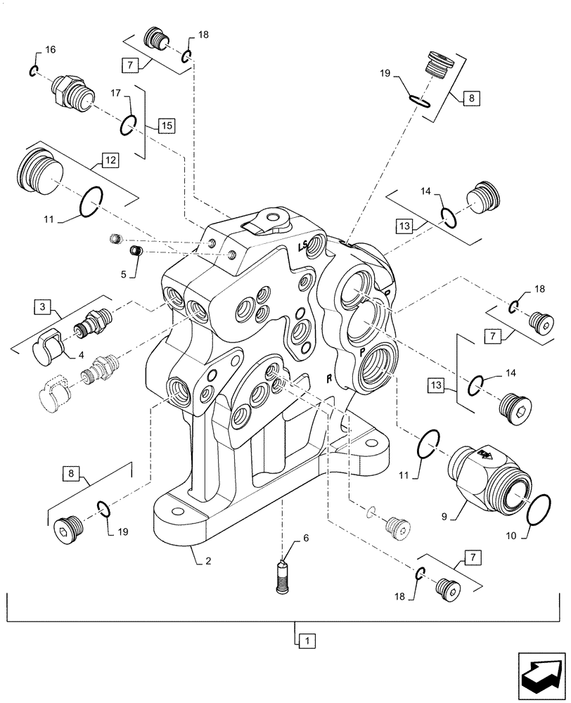 Схема запчастей Case IH MAGNUM 3154 - (35.204.BV[03]) - MANIFOLD VALVE ASSY, MEGA FLOW - ASN ZERF05105 (35) - HYDRAULIC SYSTEMS