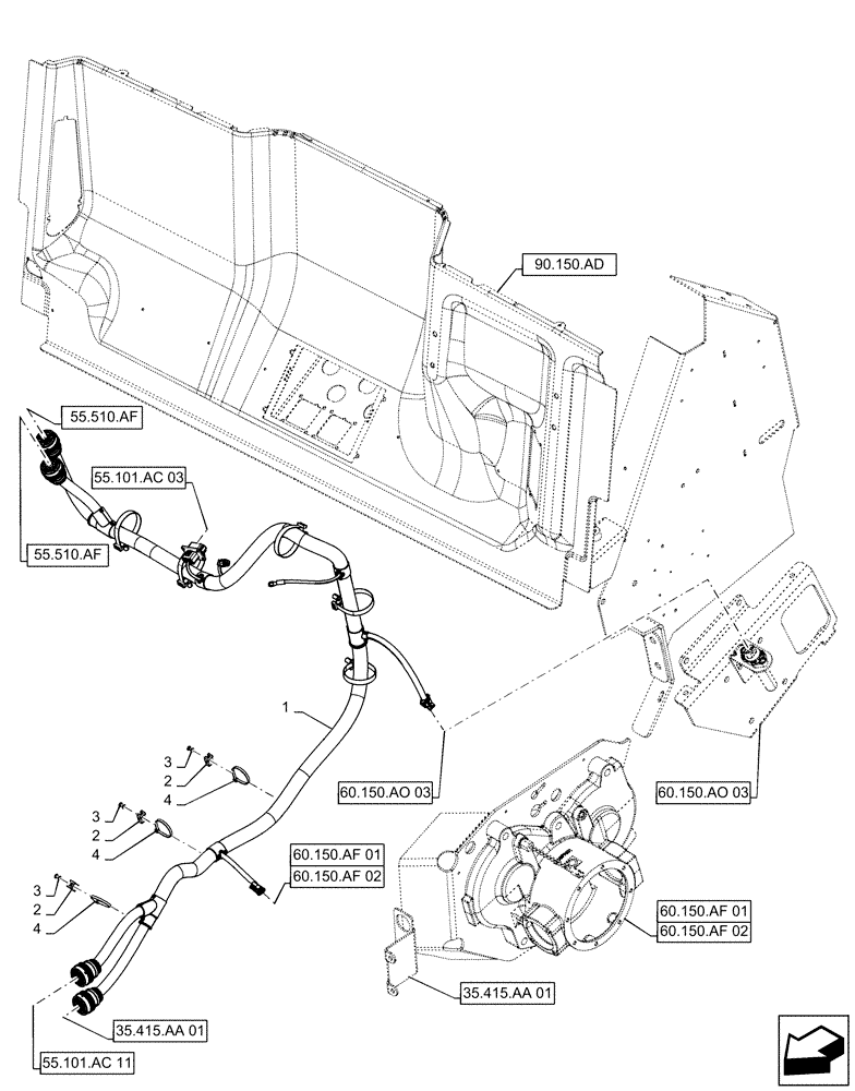 Схема запчастей Case IH 7240 - (55.101.AC[10]) - WIRE HARNESS, FRAME, FEEDER DRIVESHAFT (55) - ELECTRICAL SYSTEMS