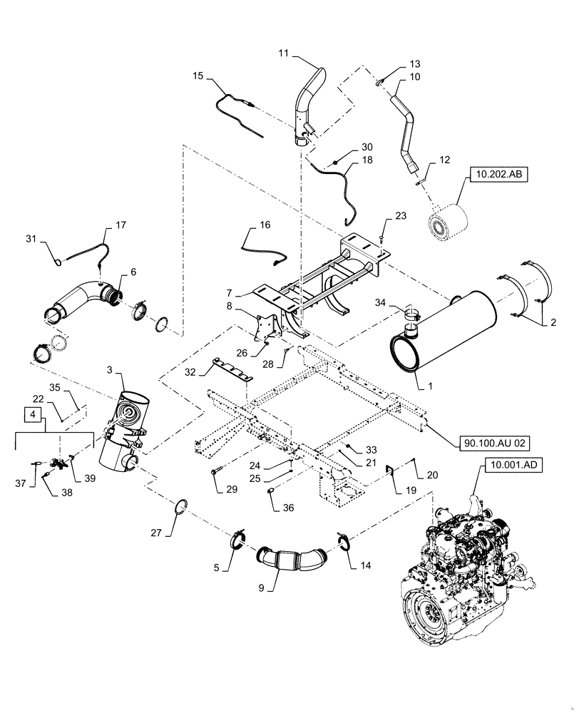 Схема запчастей Case IH WD1204 - (10.500.AO) - EXHAUST SYSTEM, SCR (10) - ENGINE