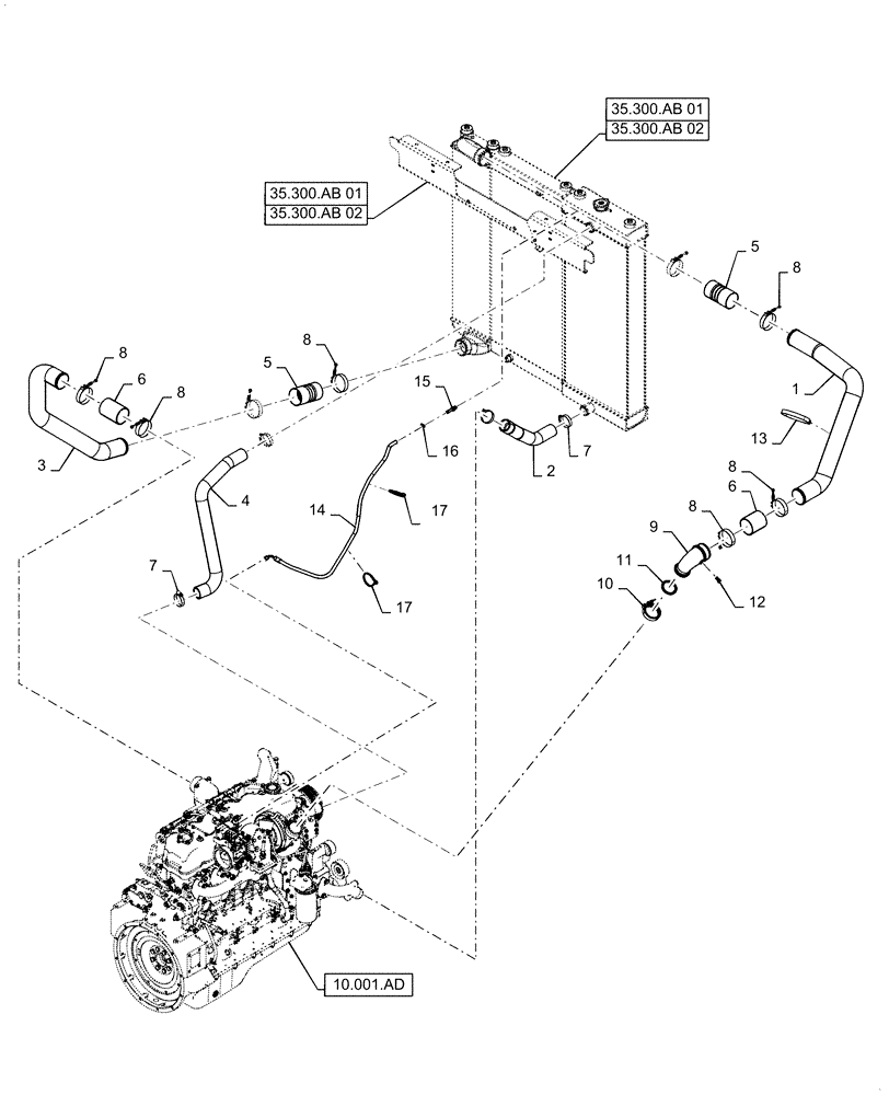 Схема запчастей Case IH WD2504 - (10.310.AE) - INTERCOOLER LINE (10) - ENGINE