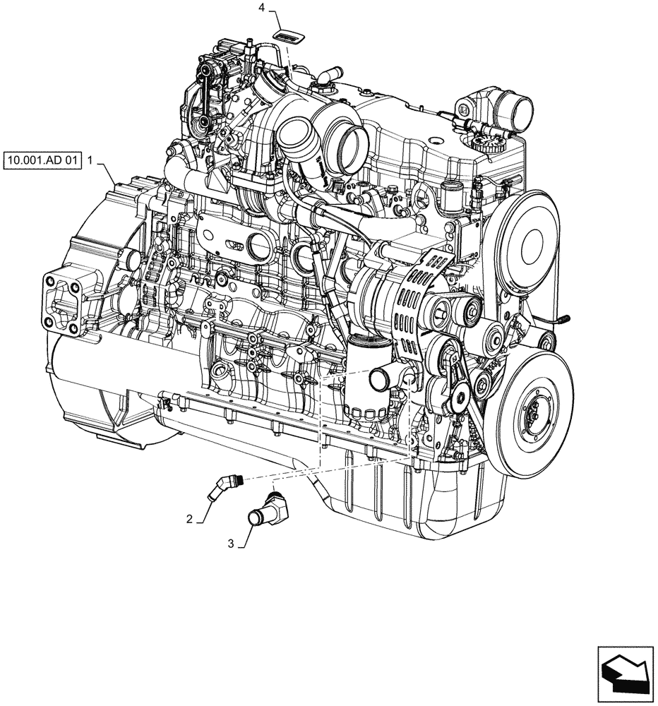 Схема запчастей Case IH PATRIOT 2250 - (10.100.AD[01]) - ENGINE, AND FITTINGS (10) - ENGINE