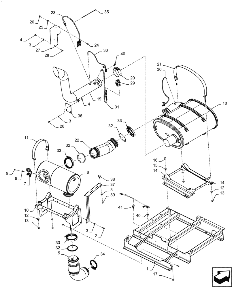 Схема запчастей Case IH PATRIOT 2250 - (10.254.AD[01]) - EXHAUST SYSTEM W/ MUFFLER (10) - ENGINE