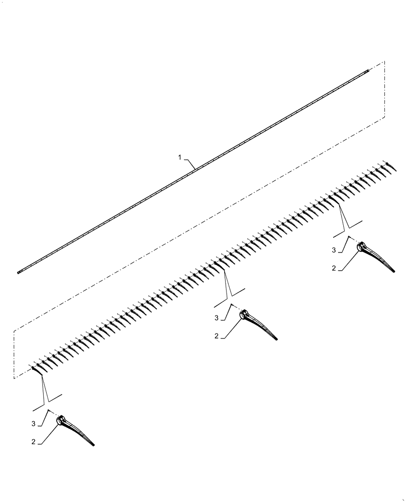 Схема запчастей Case IH 3152 - (60.101.03[03]) - REEL, TINE BAR, ASSY, 35FT (60) - PRODUCT FEEDING