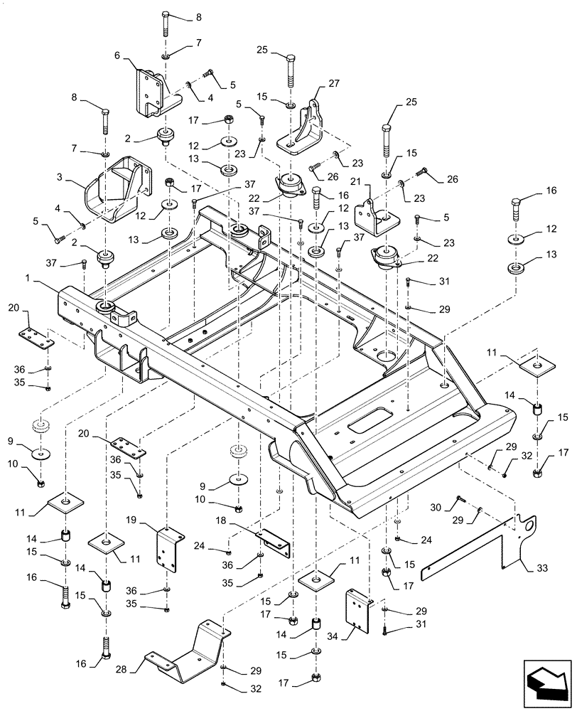 Схема запчастей Case IH PATRIOT 2250 - (10.001.AK[01]) - ENGINE SUBFRAME MOUNTING PARTS (10) - ENGINE