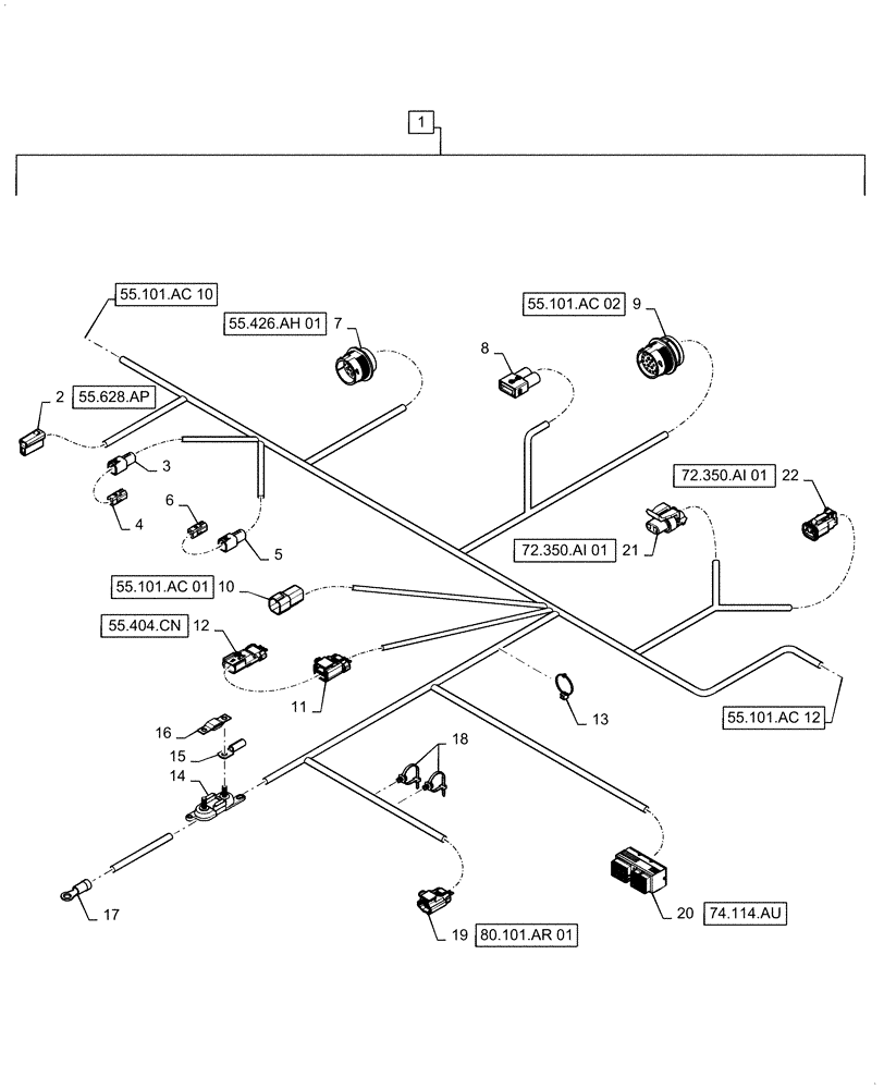 Схема запчастей Case IH 7140 - (55.101.AC[11]) - WIRE HARNESS, LEFT MAIN, CONTINUED (55) - ELECTRICAL SYSTEMS