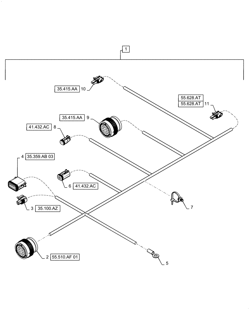 Схема запчастей Case IH 5140 - (55.101.AC[09]) - WIRE HARNESS, HYDRAULIC VALVE (55) - ELECTRICAL SYSTEMS