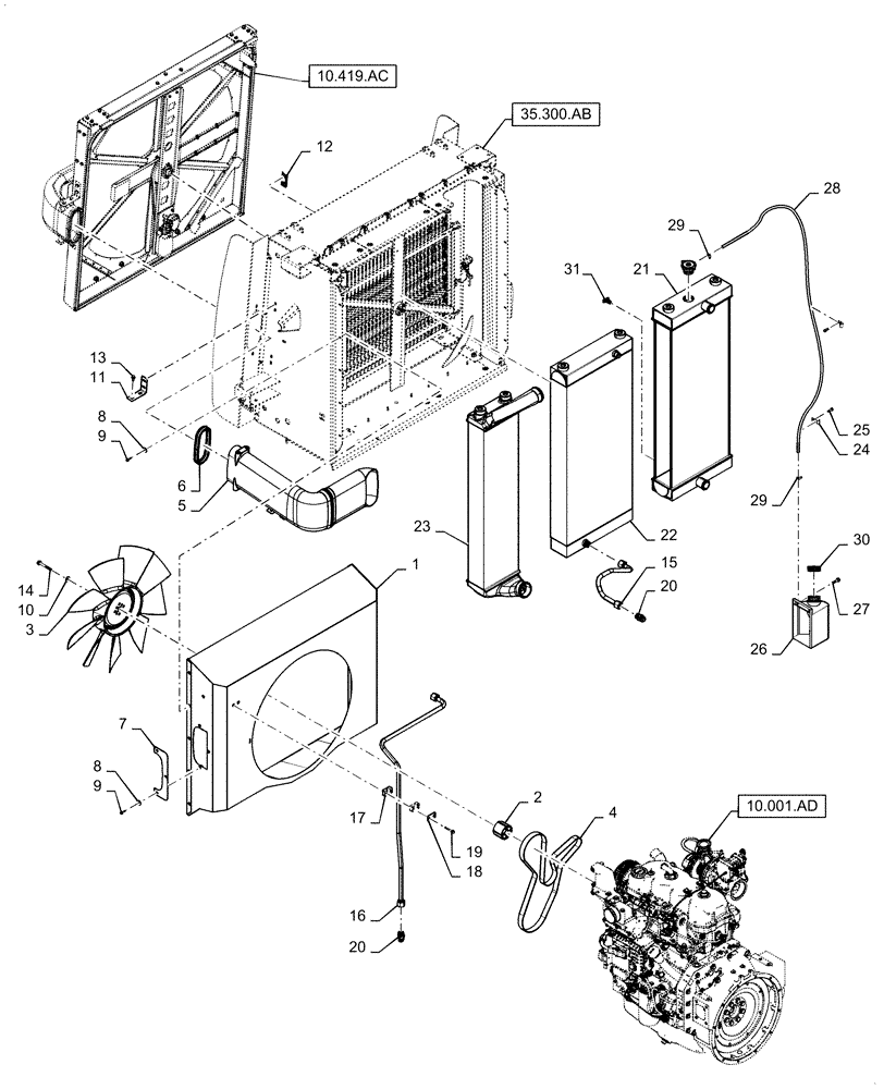 Схема запчастей Case IH WD1504 - (10.400.BE) - RADIATOR & RELATED PARTS (10) - ENGINE