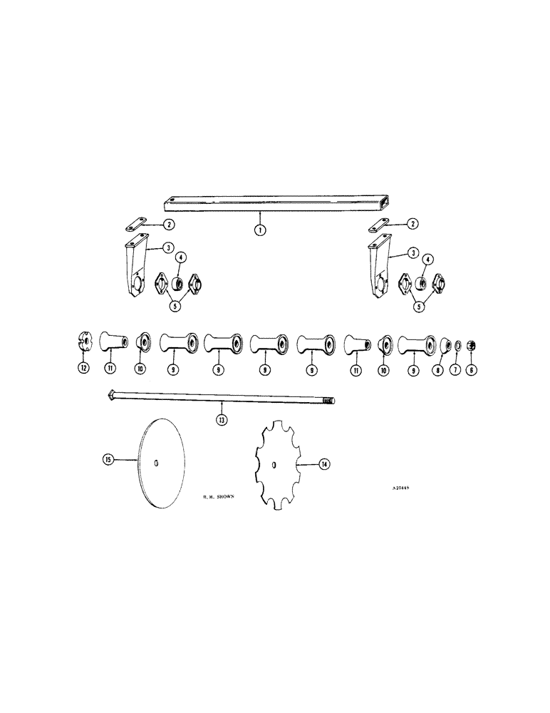 Схема запчастей Case IH B-SERIES - (20) - FRONT GANG B97, 7-1/4 INCH SPACING 