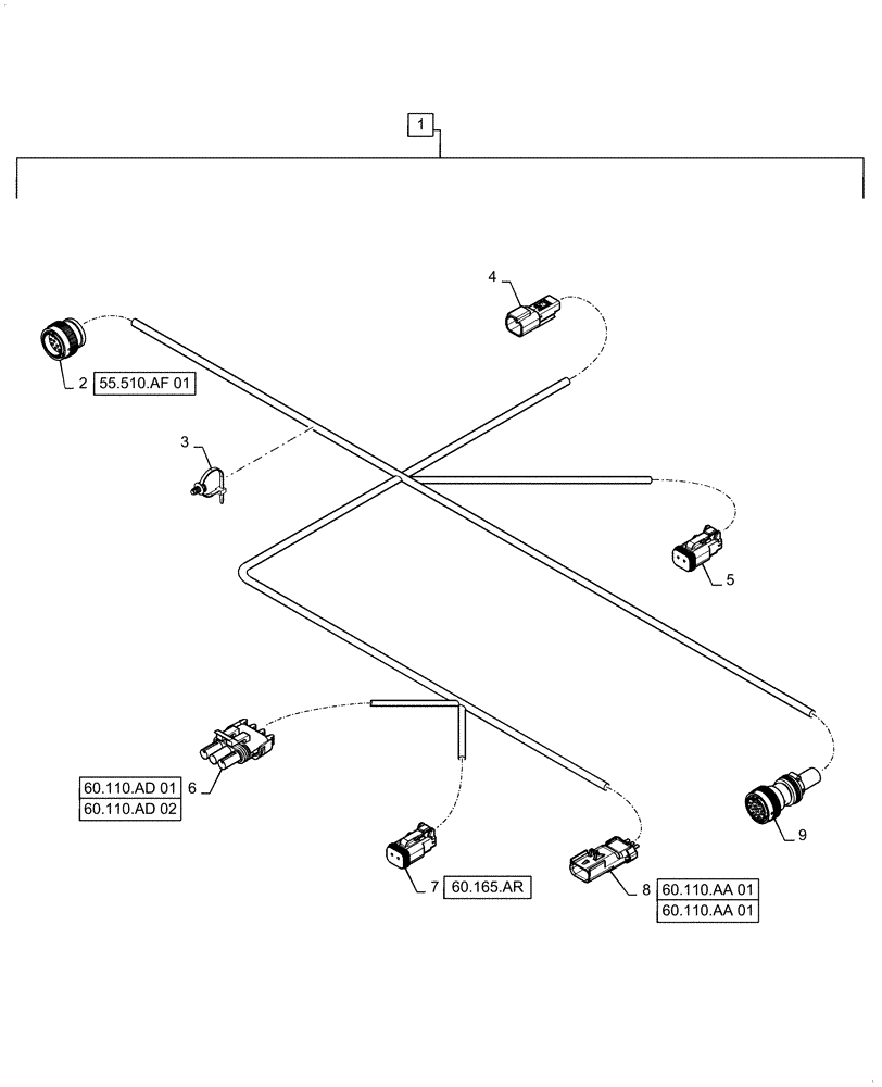 Схема запчастей Case IH 5140 - (55.421.AX[02]) - WIRE HARNESS, FEEDER (55) - ELECTRICAL SYSTEMS