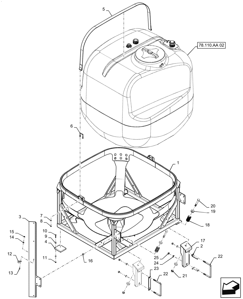 Схема запчастей Case IH PATRIOT 2250 - (78.110.AA[01]) - PRODUCT TANK MOUNTING, 2" PLUMBING (78) - SPRAYING