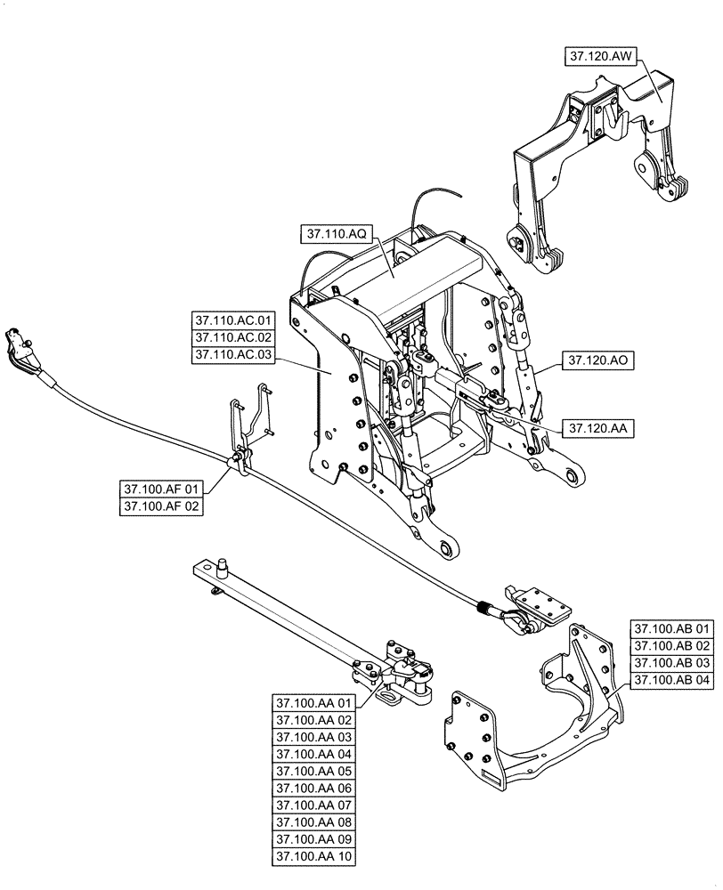 Схема запчастей Case IH QUADTRAC 470 - (00.000.37) - PICTORIAL INDEX - HITCHES, DRAWBARS AND IMPLEMENT COUPLINGS (00) - GENERAL & PICTORIAL INDEX