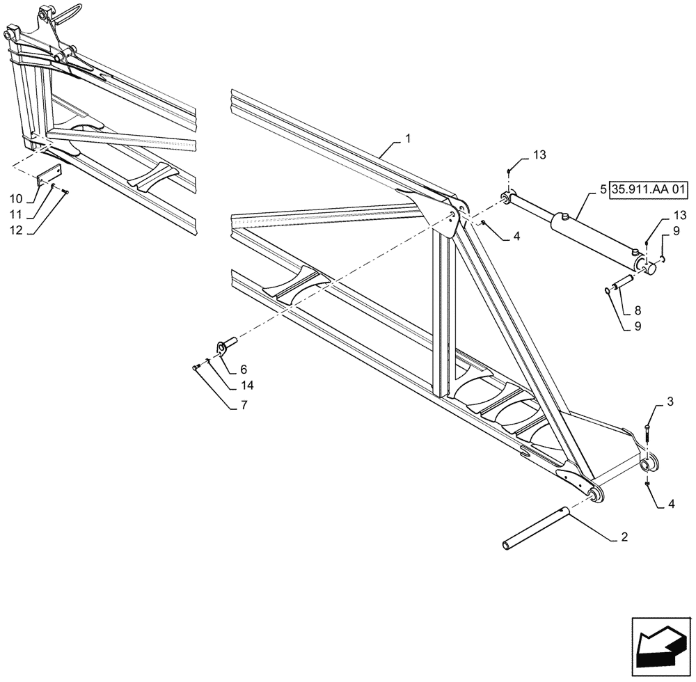 Схема запчастей Case IH PATRIOT 2250 - (39.130.AB[02]) - RH INNER BOOM, 80/90 BOOM (39) - FRAMES AND BALLASTING