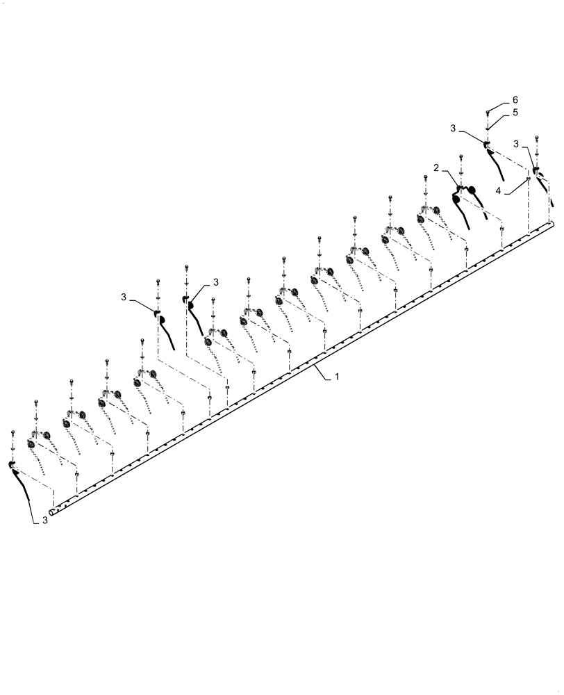 Схема запчастей Case IH 3152 - (60.101.07[05]) - REEL, TINE BAR, ASSY, LH 30FT, STEEL TINE ASN YEH050000 (60) - PRODUCT FEEDING