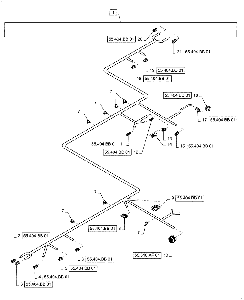 Схема запчастей Case IH 5140 - (55.404.BB[02]) - WIRE HARNESS, FRONT PLATFORM (55) - ELECTRICAL SYSTEMS