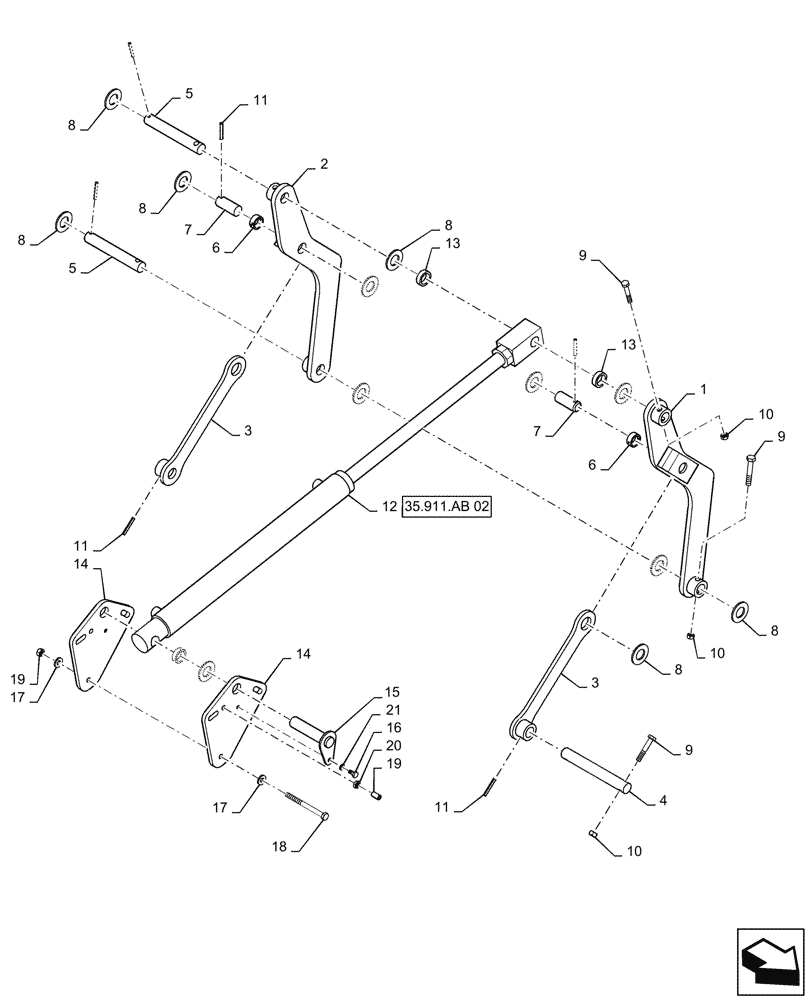 Схема запчастей Case IH PATRIOT 2250 - (39.130.AB[03]) - INNER TO OUTER BOOM, HINGE, 80/90 BOOM (39) - FRAMES AND BALLASTING