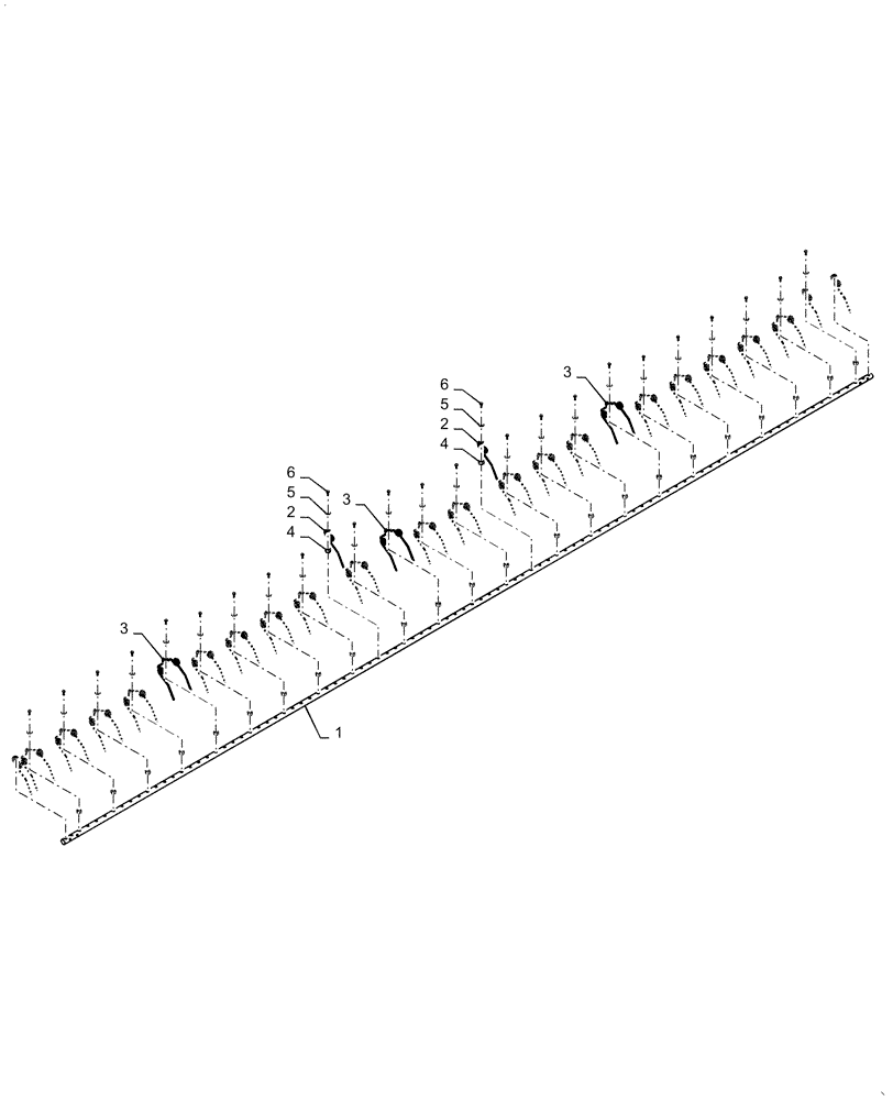 Схема запчастей Case IH 3152 - (60.101.06[04]) - REEL, TINE BAR, ASSY, 25FT STEEL TINE (60) - PRODUCT FEEDING