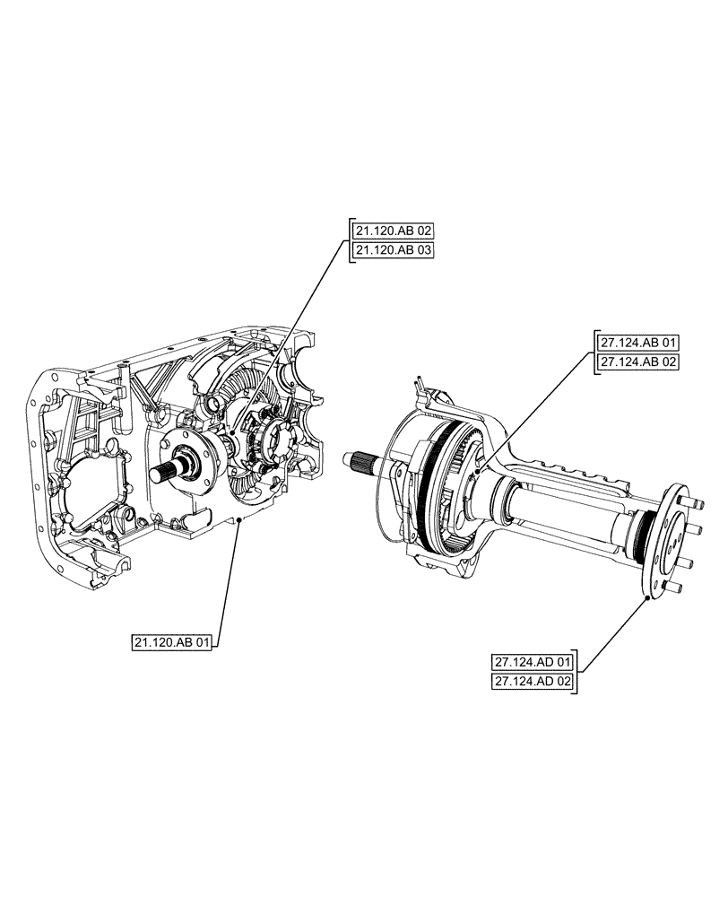 Схема запчастей Case IH FARMALL 110A - (27.000.00) - PICTORIAL INDEX - REAR DRIVE AXLE (27) - REAR AXLE SYSTEM