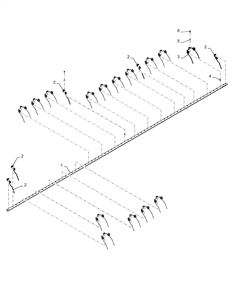 Схема запчастей Case IH 3152 - (60.101.08[06]) - REEL, TINE BAR, ASSY, RH 35FT, STEEL TINE ASN YEH050000 (60) - PRODUCT FEEDING