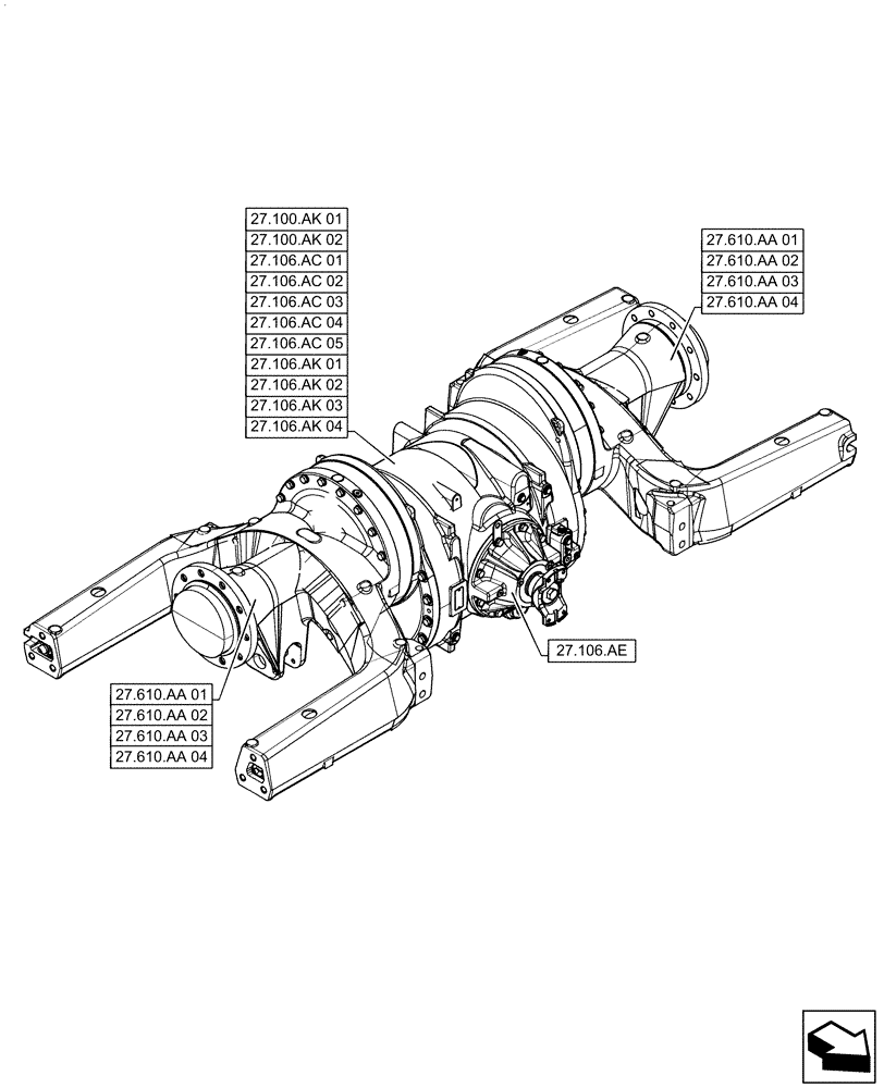 Схема запчастей Case IH QUADTRAC 470 - (27.000.00) - SECTION INDEX - REAR AXLE SYSTEM (27) - REAR AXLE SYSTEM