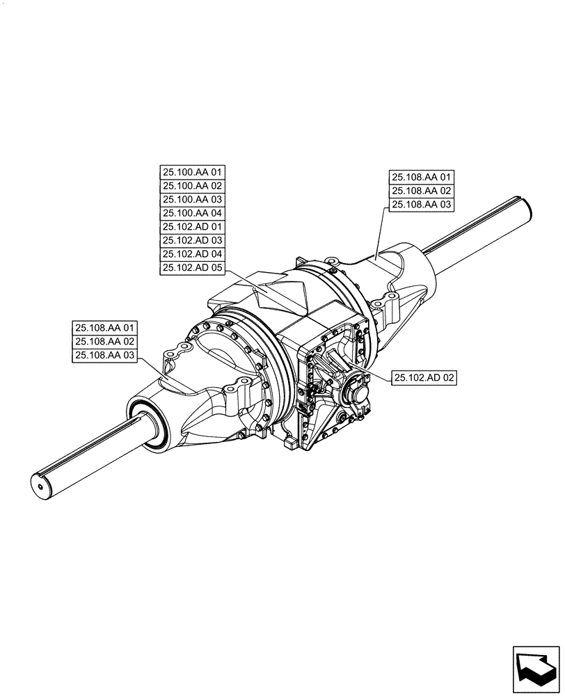 Схема запчастей Case IH STEIGER 470 - (25.000.00) - SECTION INDEX - FRONT AXLE SYSTEM (25) - FRONT AXLE SYSTEM
