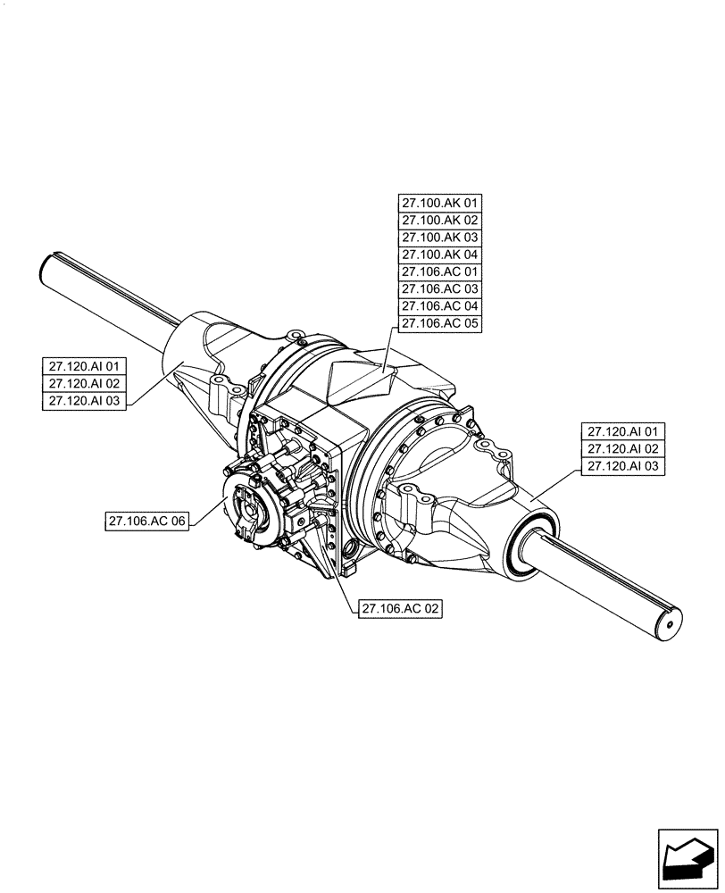 Схема запчастей Case IH STEIGER 470 - (27.000.00) - SECTION INDEX - REAR AXLE SYSTEM (27) - REAR AXLE SYSTEM