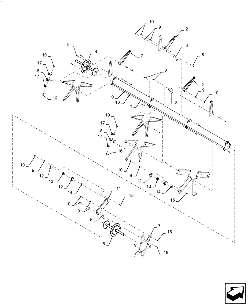 Схема запчастей Case IH 3162 - (60.101.07[02]) - REEL, ASSY, LH 30FT CENTER DOUBLE CAM, STEEL TINE, ASN YEH050000 (60) - PRODUCT FEEDING