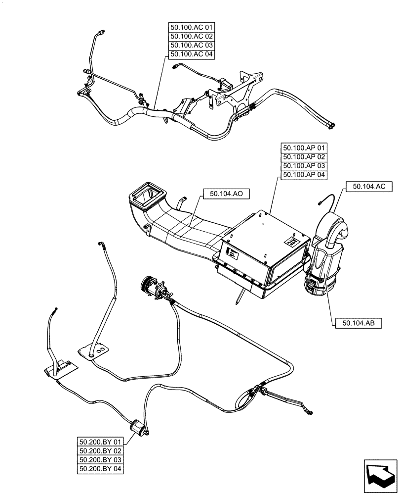 Схема запчастей Case IH STEIGER 620 - (50.000.00) - SECTION INDEX - CAB CLIMATE CONTROL (50) - CAB CLIMATE CONTROL