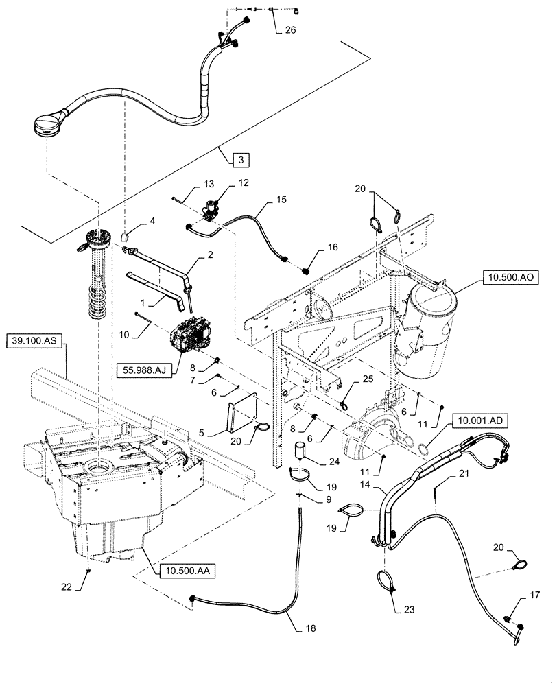 Схема запчастей Case IH WD2104 - (10.500.AD[01]) - DEF/ADBLUE LINES (10) - ENGINE