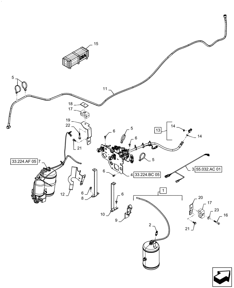 Схема запчастей Case IH MAGNUM 3154 - (33.224.BF[01]) - PNEUMATIC TRAILER BRAKE, STD AXLE (33) - BRAKES & CONTROLS