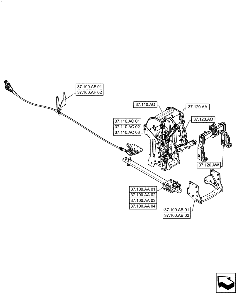 Схема запчастей Case IH QUADTRAC 470 - (00.000.37) - PICTORIAL INDEX - HITCHES, DRAWBARS AND IMPLEMENT COUPLINGS (00) - GENERAL & PICTORIAL INDEX