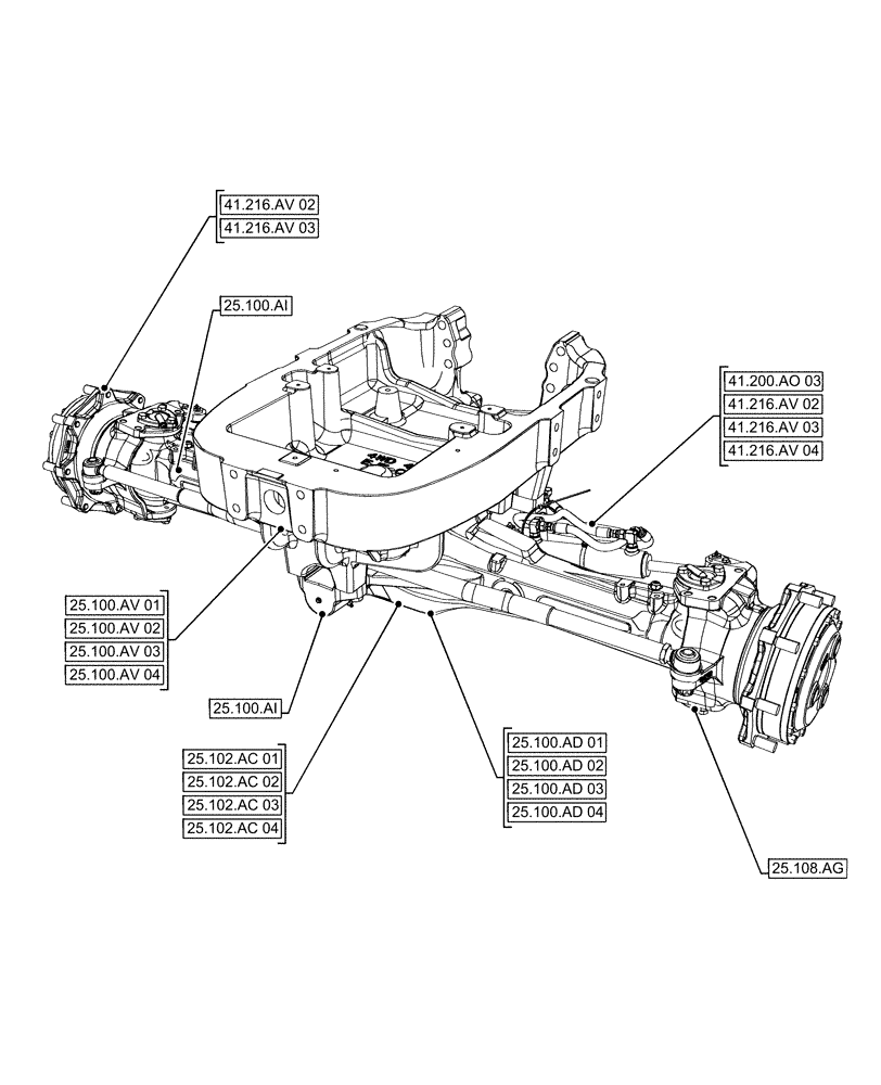 Схема запчастей Case IH FARMALL 110A - (00.000.25[01]) - PICTORIAL INDEX - FRONT MECHANICAL DRIVE (00) - GENERAL & PICTORIAL INDEX