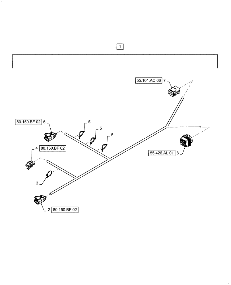 Схема запчастей Case IH 5140 - (55.426.AL[02]) - WIRE HARNESS, GRAIN TANK COVER (55) - ELECTRICAL SYSTEMS