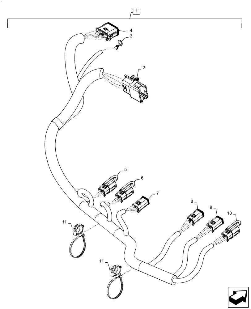 Схема запчастей Case IH MAGNUM 180 - (55.100.DP[01]) - HARNESS, AUXILIARY, REMOTE CONTROL VALVE (55) - ELECTRICAL SYSTEMS