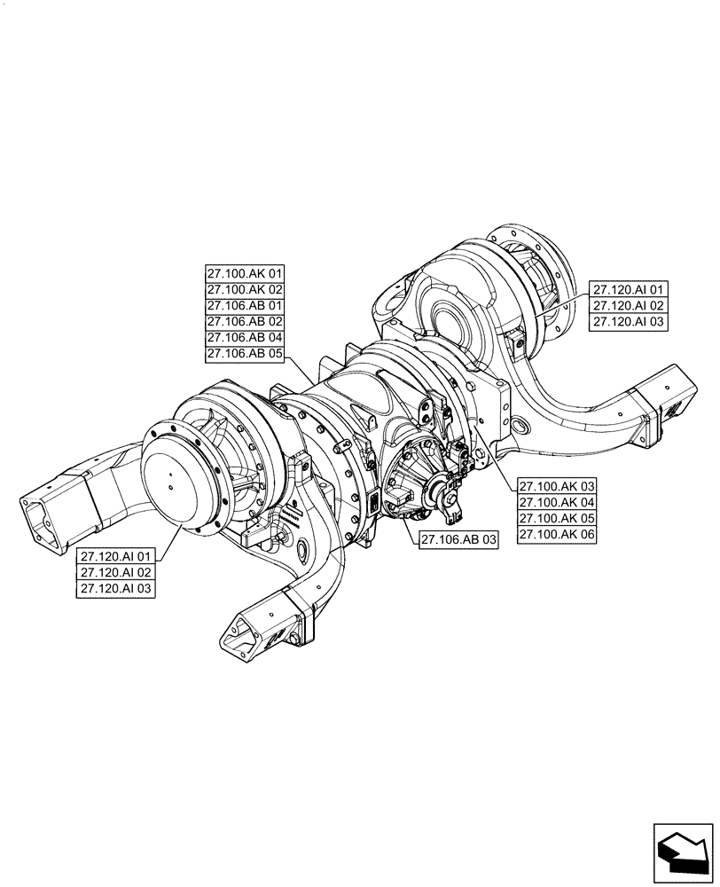 Схема запчастей Case IH QUADTRAC 470 - (27.000.00) - SECTION INDEX - REAR AXLE SYSTEM (27) - REAR AXLE SYSTEM