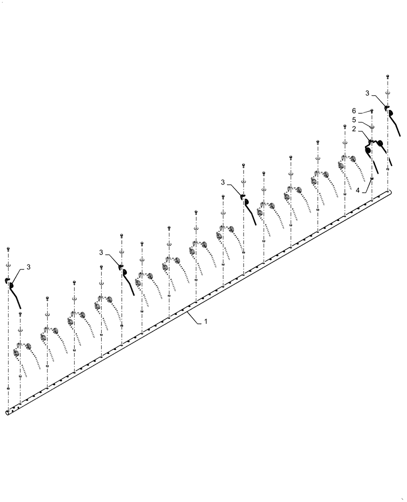 Схема запчастей Case IH 3152 - (60.101.07[04]) - REEL, TINE BAR, ASSY, LH 30FT, STEEL TINE ASN YEH050000 (60) - PRODUCT FEEDING