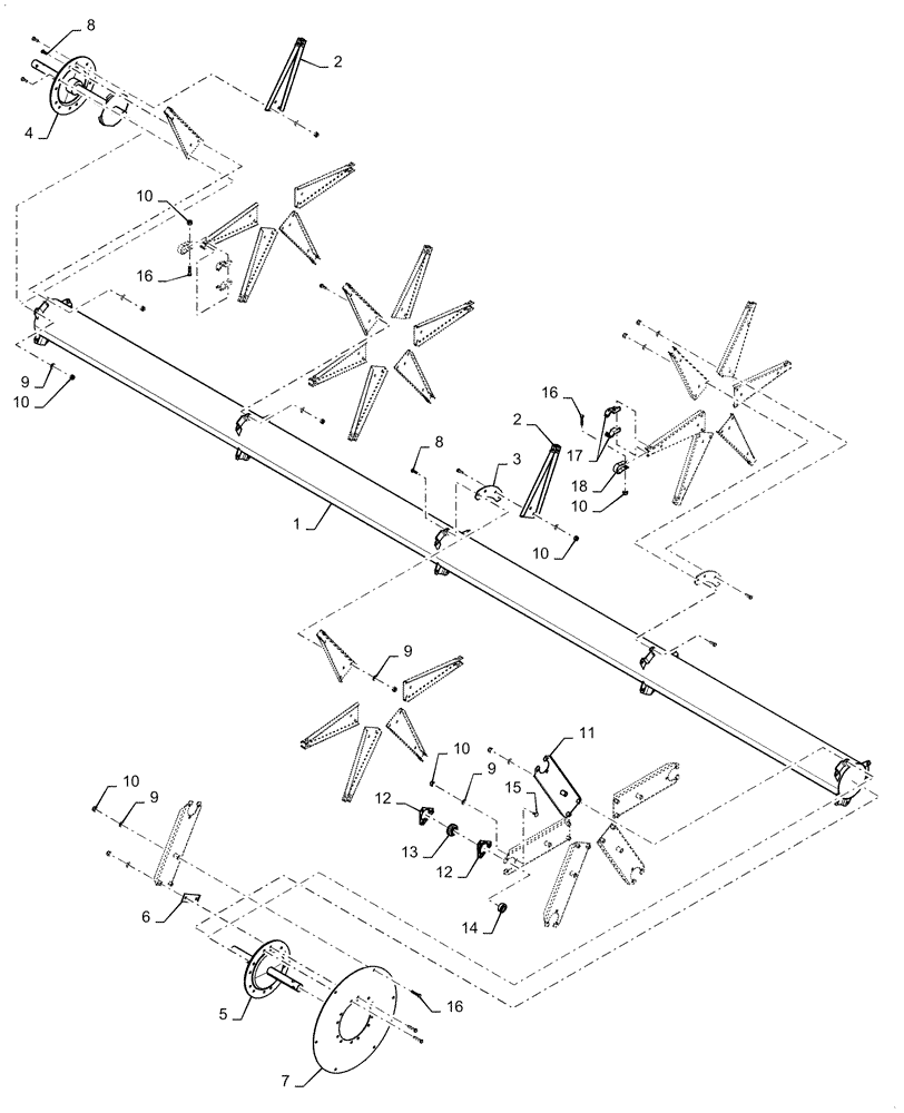 Схема запчастей Case IH 3152 - (60.101.00[09]) - REEL, ASSY, RH, SINGLE CENTER CAM 40FT, BSN YEH040861 (60) - PRODUCT FEEDING