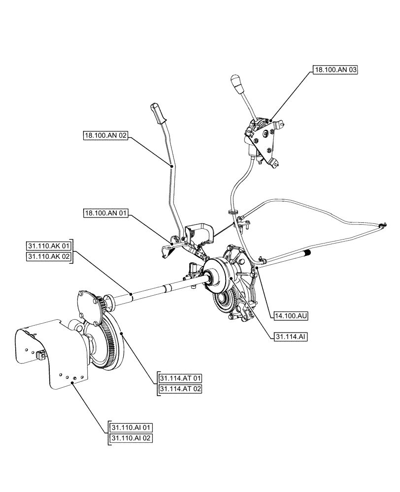 Схема запчастей Case IH FARMALL 110A - (00.000.31) - PICTORIAL INDEX - IMPLEMENT POWER TAKE-OFF (00) - GENERAL & PICTORIAL INDEX